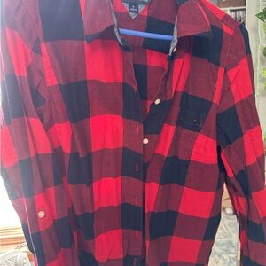 Tommy Hilfiger Red and Navy Checkered Shirt